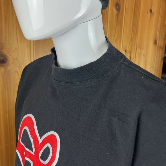 VTG FUBU FB Logo long Sleeve Spell Out Bigger T Shirt Crew neck 2XL Black Red - Picture 7 of 8